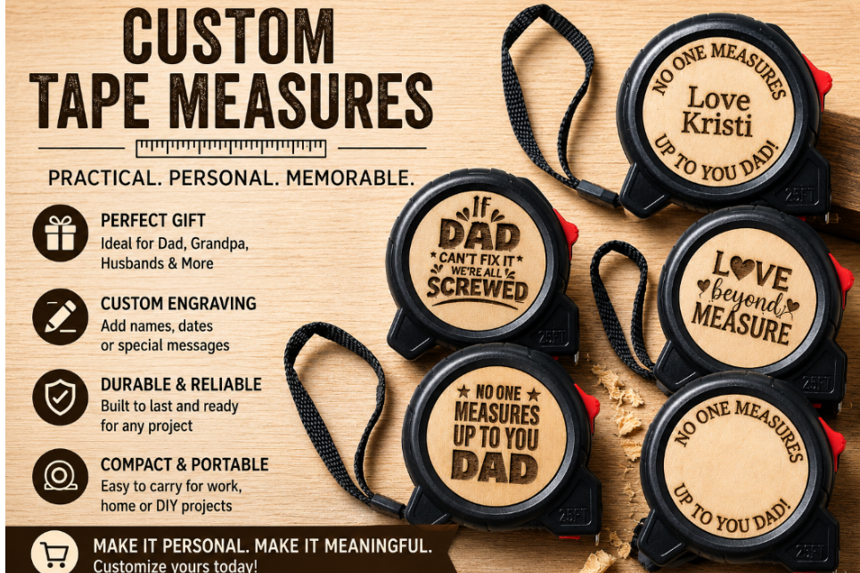 Personalized Engraved Tape Measure for Dad – Custom Gift for Grandpa, Papa, Carpenter &amp; Handyman – Father’s Day Tool Gift for Him
